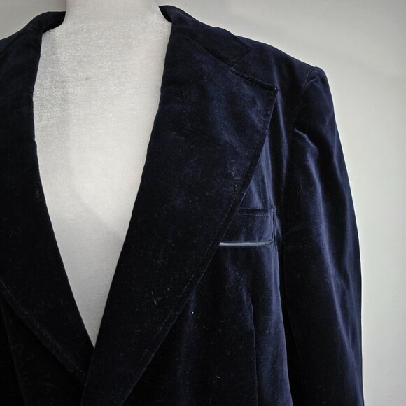 Vintage Cortefiel Velvet Dinner Jacket 44 Wide Lapel Velvet Tuxedo Jacket Blazer - Picture 2 of 11
